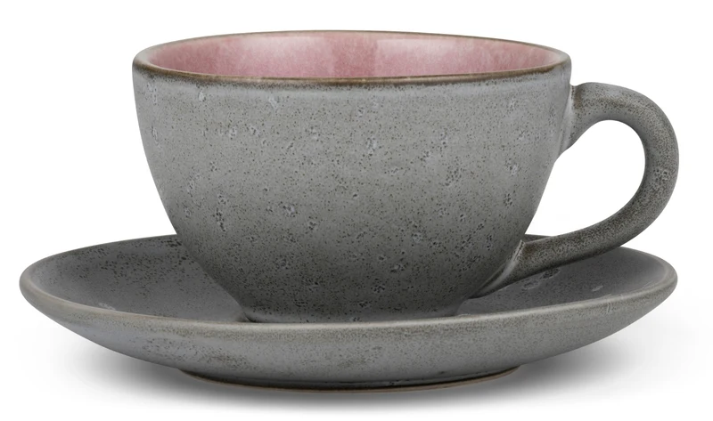Bitz Tasse mit Untertasse grey / light pink 0,24 l
