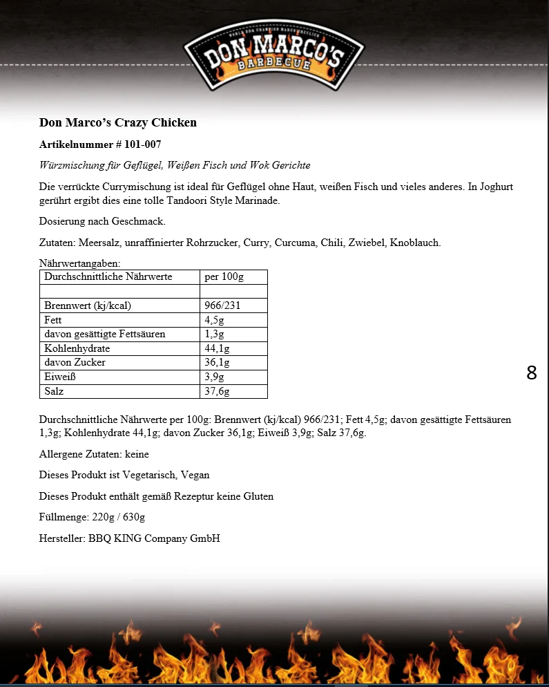 Don Marco´s Crazy Chicken, 220g
