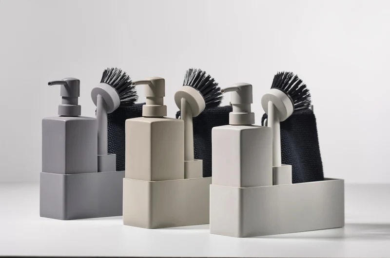Zone Denmark Geschirrspülset mit Putzlappen warm grey 4tlg