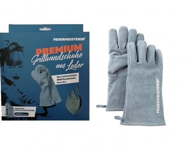 Feuermeister Grillhandschuh, Spaltleder Grau Damen