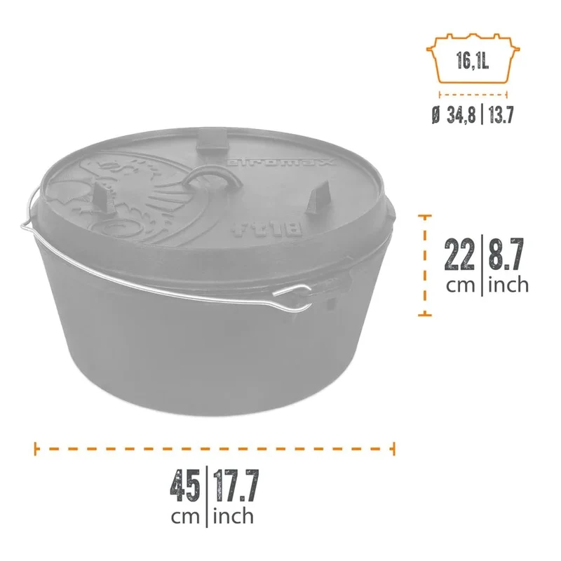 Petromax Dutch Oven ft18-t, ohne Füße