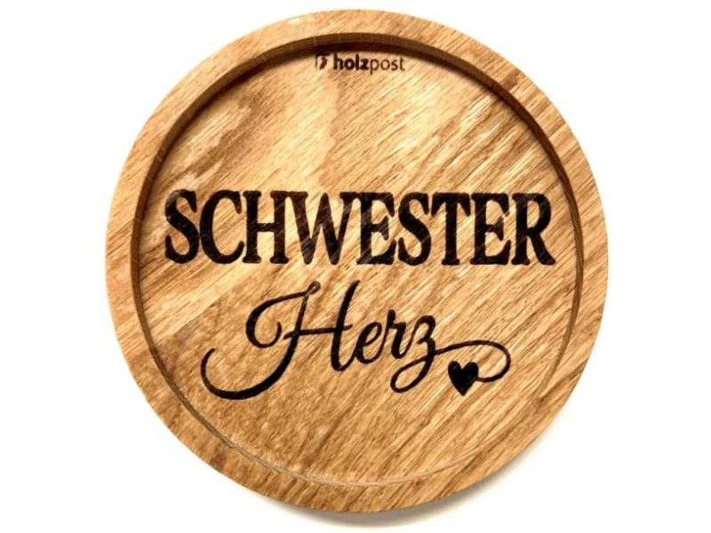 holzpost Untersetzer Schwester Eiche 11,2cm