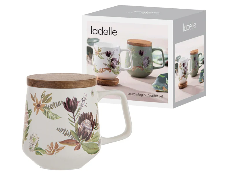 ladelle Leura Becher- & Untersetzerset cremeweiß