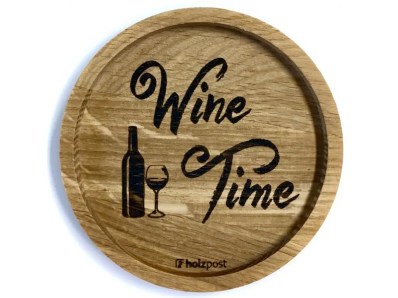 holzpost Untersetzer Wine Time Eiche 11,2cm