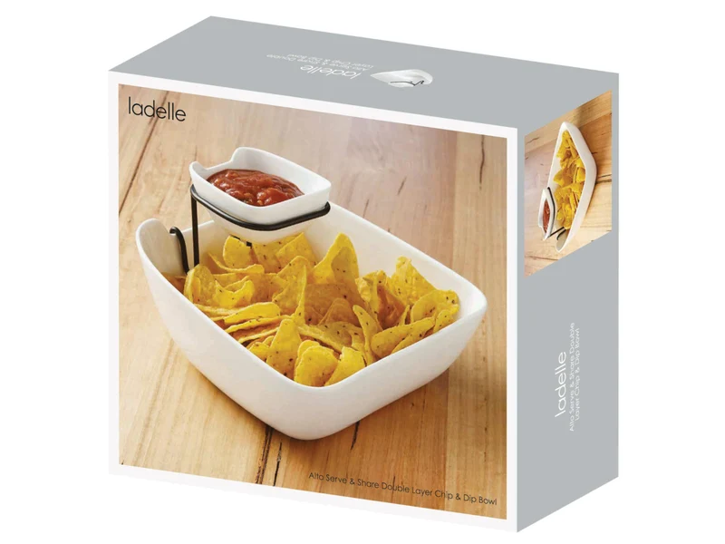 ladelle Alto Serve & Share Chip&Dip Schale doppellagig weiß 25,5cm