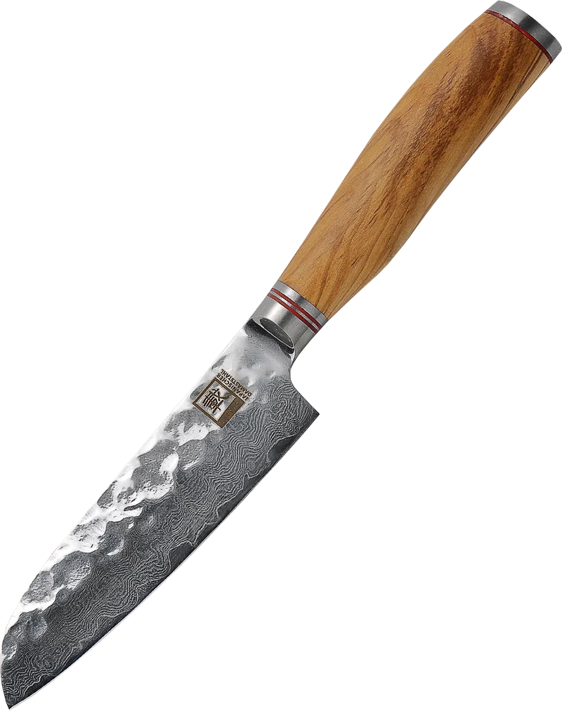 Zayiko Damast kleines Santokumesser, "Olive"-Serie