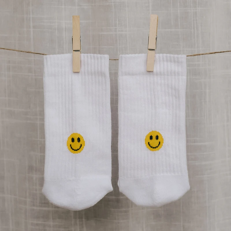 Eulenschnitt Socken Smiley gelb S Gr.35-38