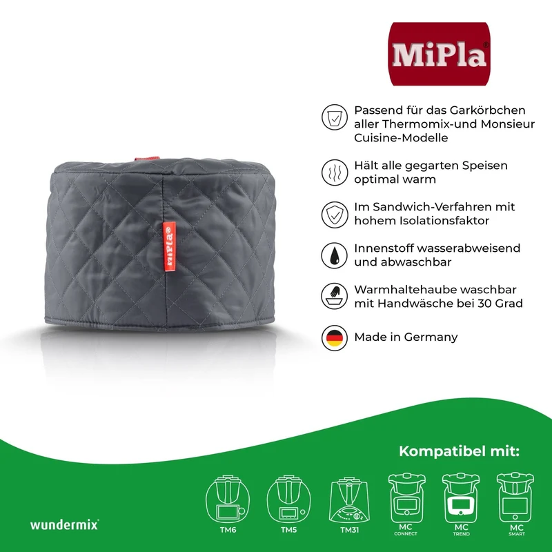 MiPla® | Warmhaltehaube S für Gareinsatz | Thermomix & Monsieur Cuisine