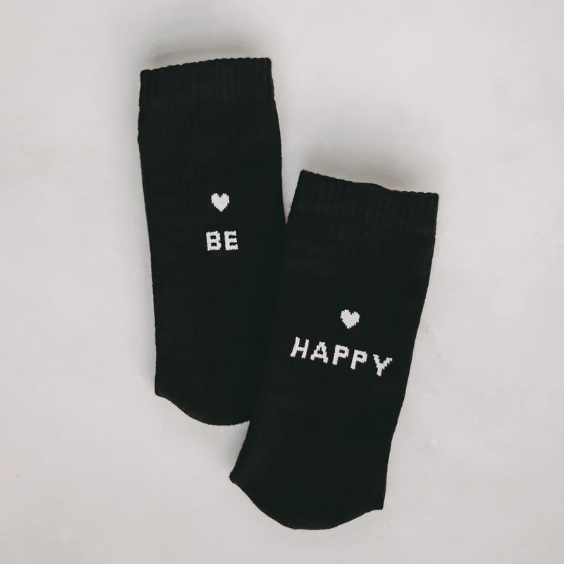 Eulenschnitt Socken be happy schwarz M Gr.39-42