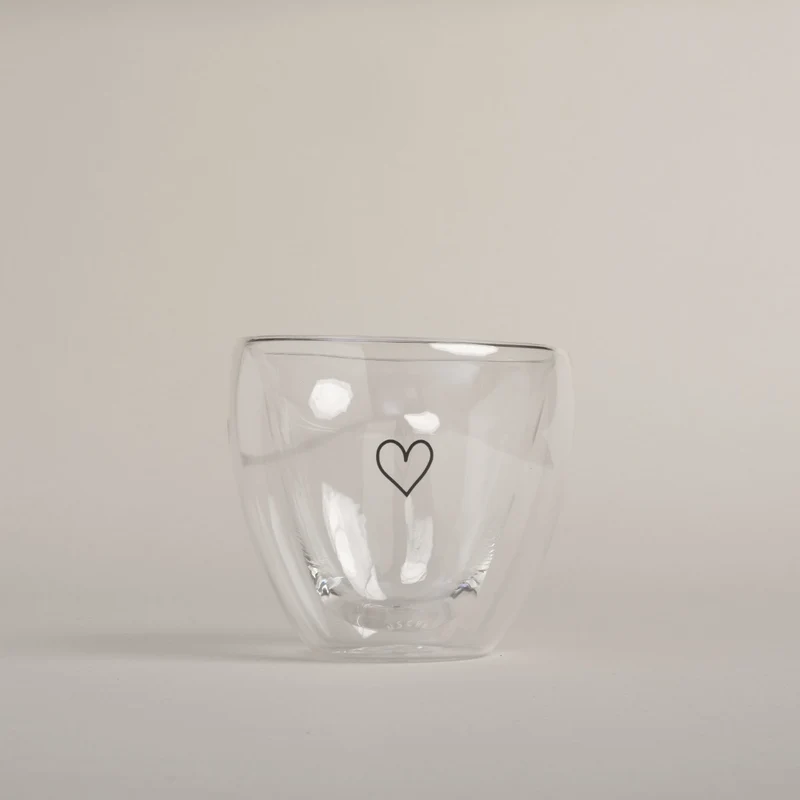 Eulenschnitt Doppelwandiges Herzglas Herz 200ml