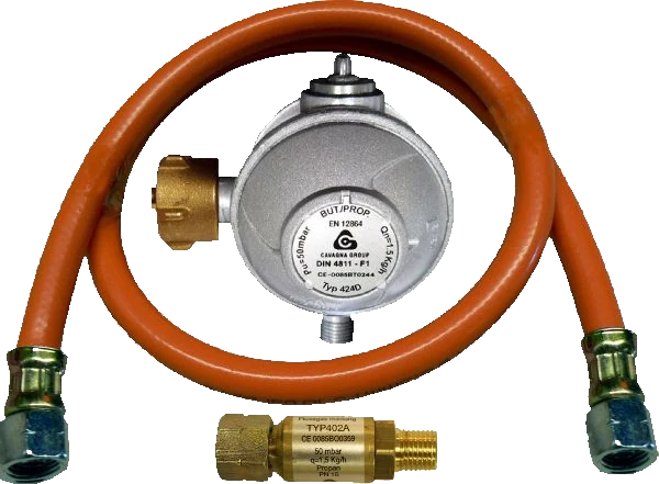 TGO Anschlußgarnitur, Gewerblich Gasflasche 1/4"L 50mbar