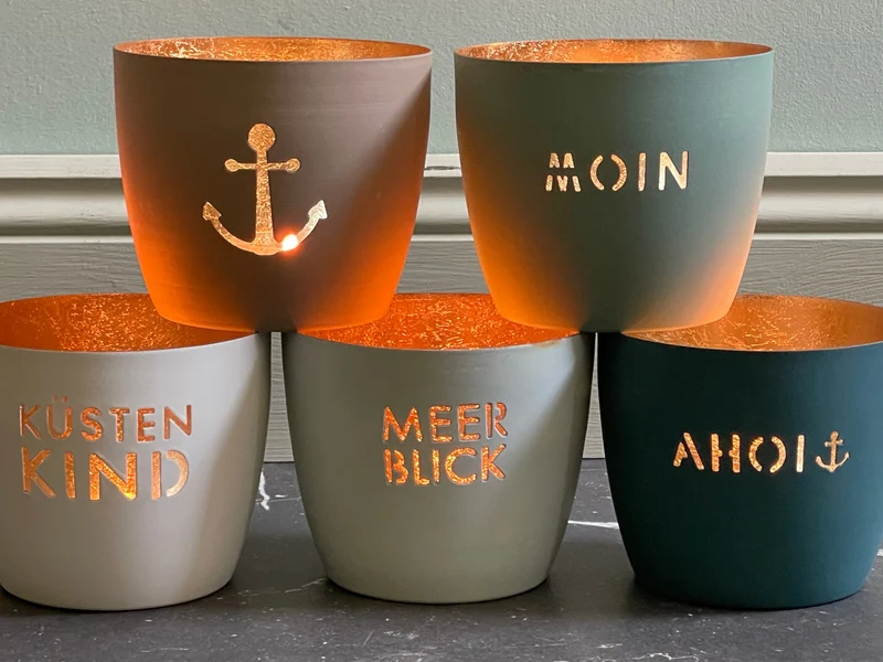 Giftcompany Madras Windlicht M Mr & Mrs weiß/gold 8,5cm