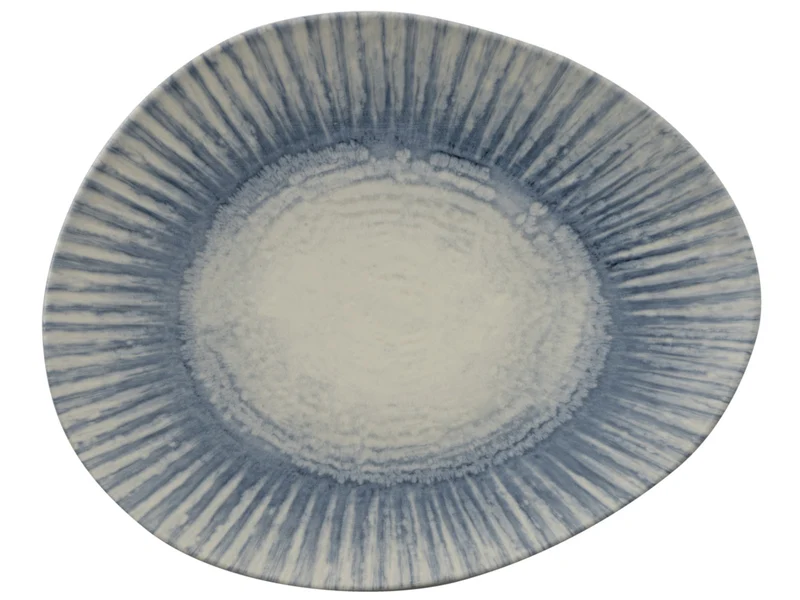 Rosenthal Arthur Krupp Stoneware Sunlight Blue Teller flach oval 31x26cm