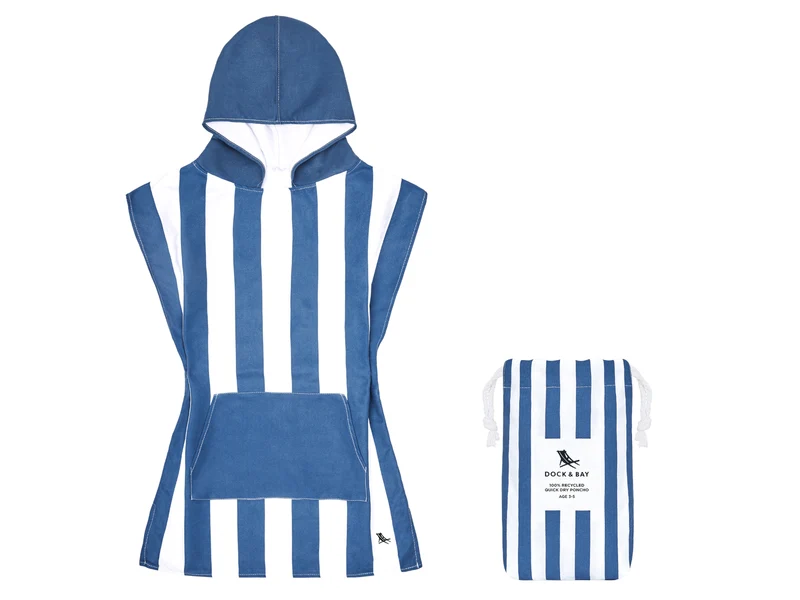 Dock & Bay Kinder-Badeponcho Whitsunday Blue 66x49cm