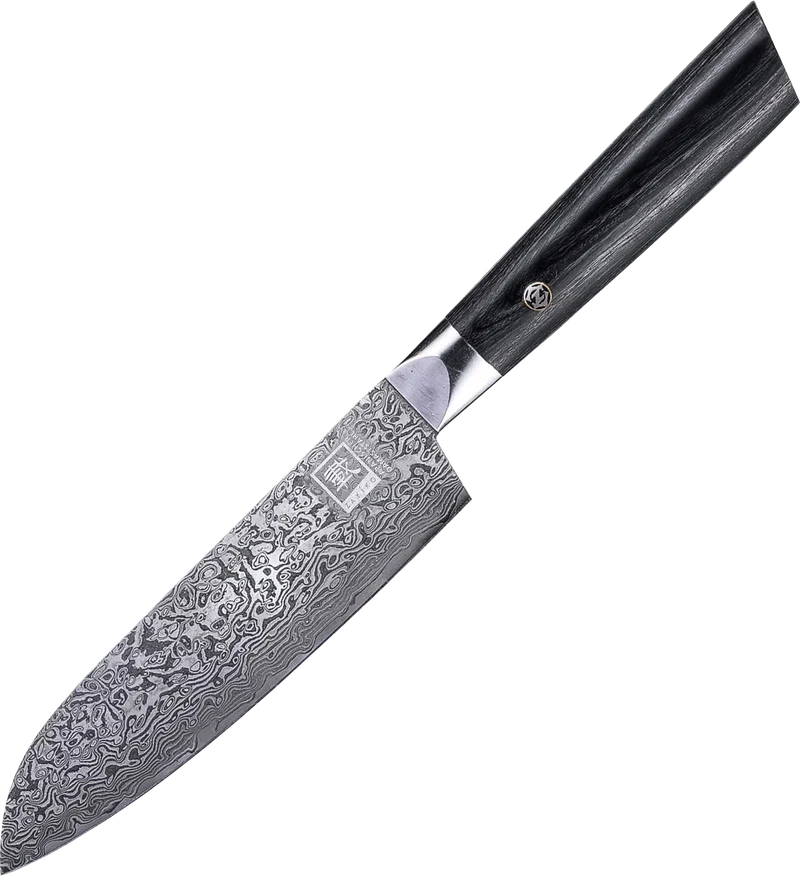 Zayiko Damast kleines Santokumesser, "Black"-Serie