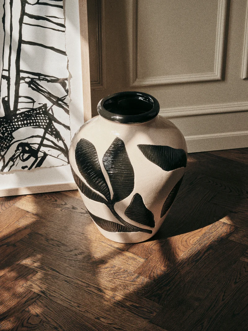 Broste Copenhagen Herbert Vase black/rainy day grey 40cm