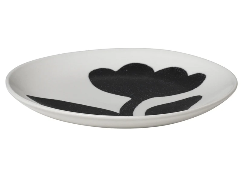 Broste Copenhagen Flora Teller black/off white Ø15cm