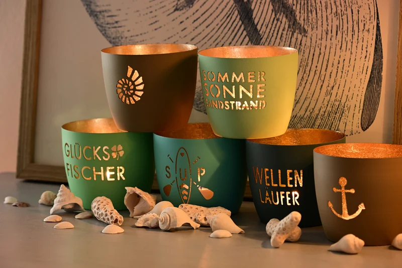 Giftcompany Madras Windlicht M Krabbe sandstone/gold 8,5cm