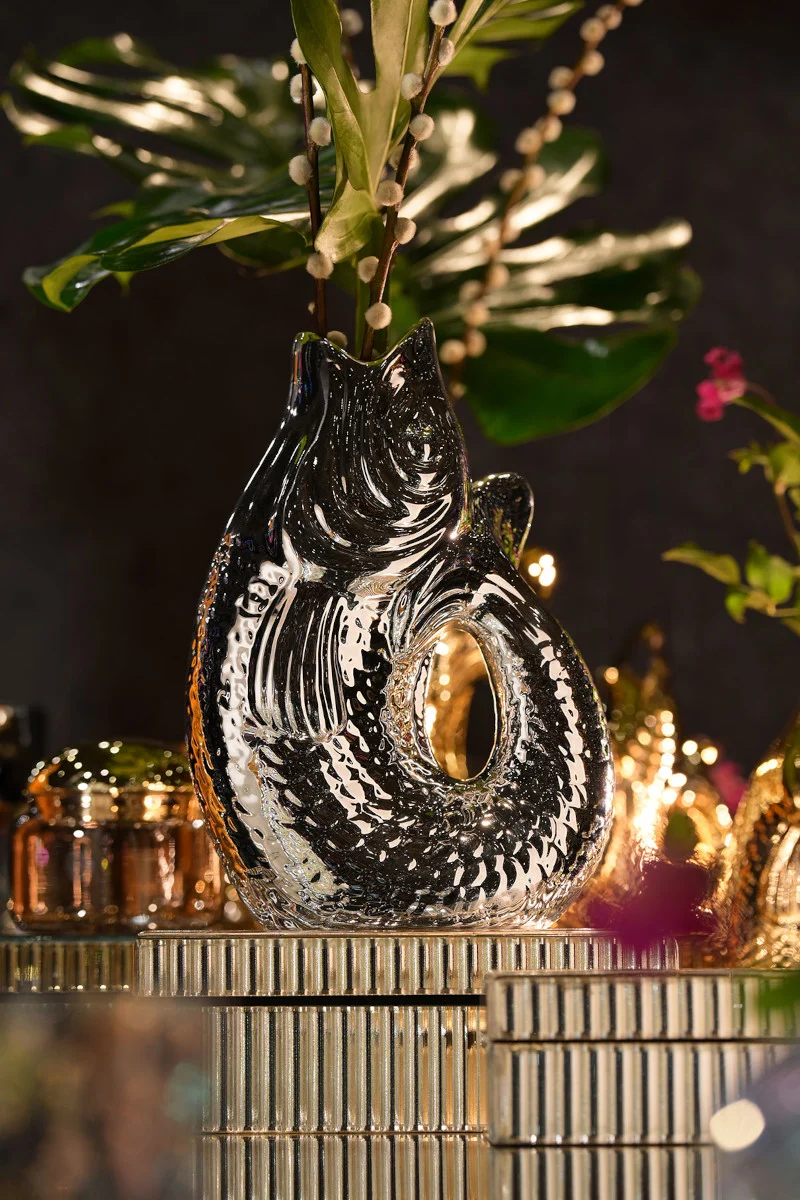 Giftcompany Monsieur Carafon Vase / Karaffe Fisch L silber 2,7l