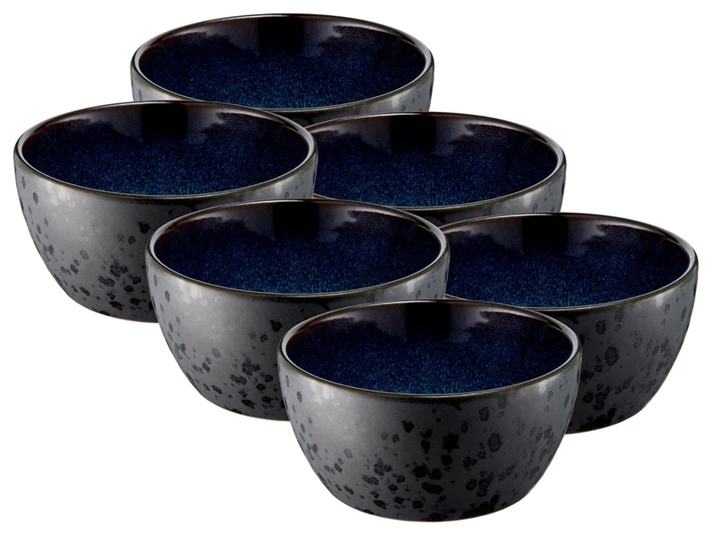 Bitz Bowl matt black / shiny dark blue 12 cm Set6