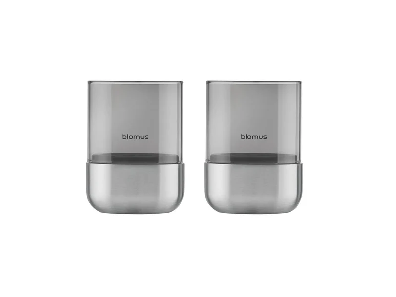 Blomus CALMA Laterne stainless steel matt glass smoke 2er Set XS 9,5cm