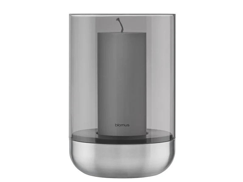 Blomus CALMA Laterne stainless steel matt glass smoke L 22,5cm