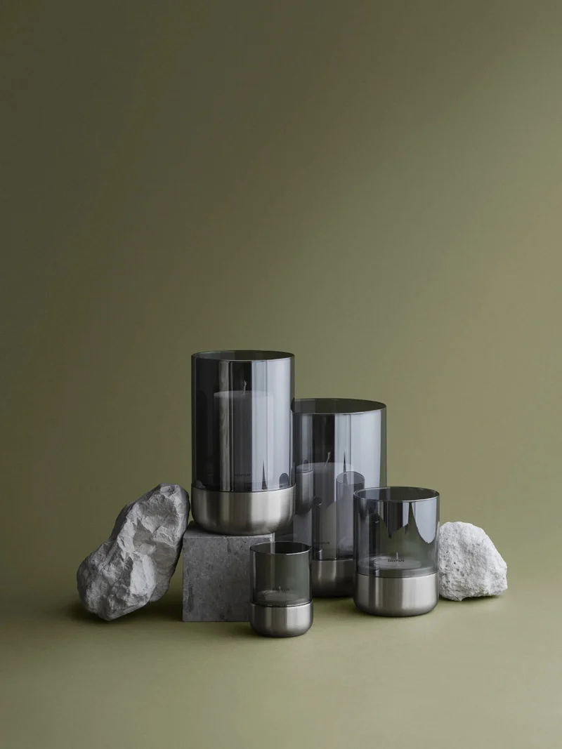 Blomus CALMA Laterne stainless steel matt glass smoke L 22,5cm
