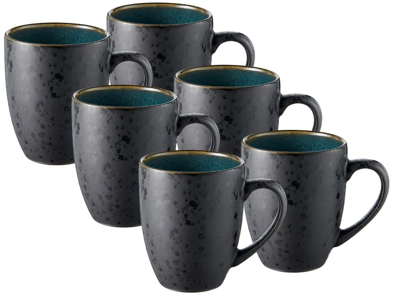 Bitz Becher mit Henkel matt black / shiny green 0,3 l Set6