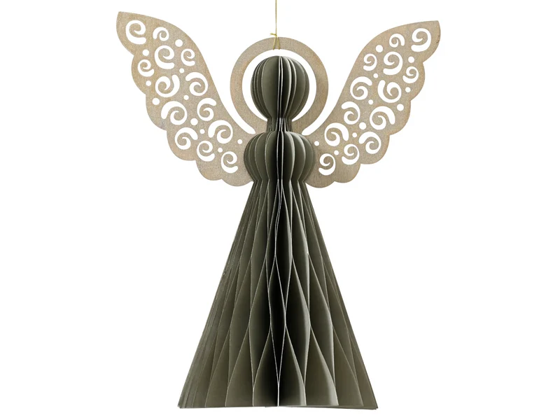 Decoris Engel Papier grau 8cm