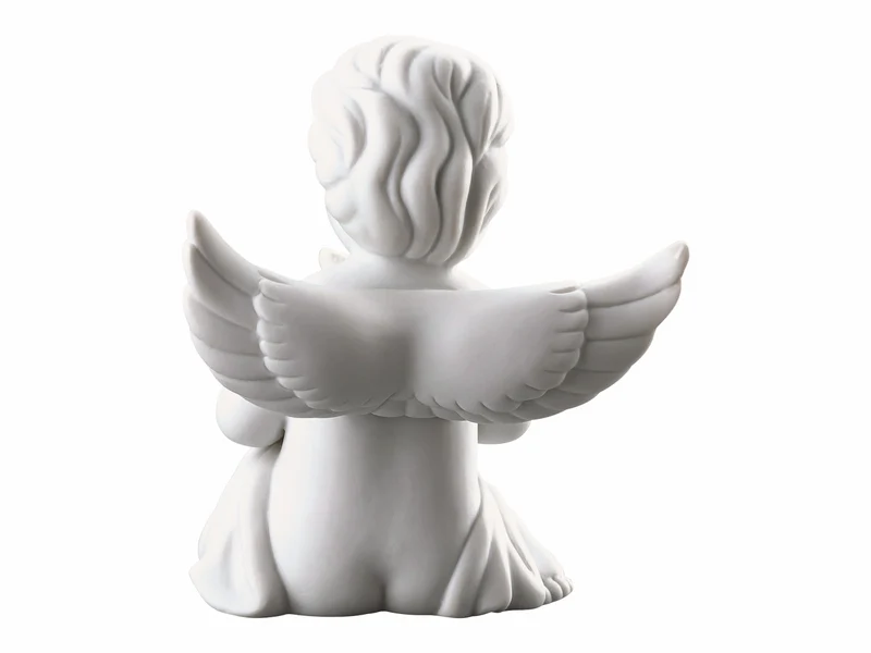 Rosenthal Engel mittel weiss matt mit Blumentopf 10cm