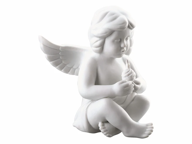 Rosenthal Engel mittel weiss matt m. Geburtstagskuchen 10cm