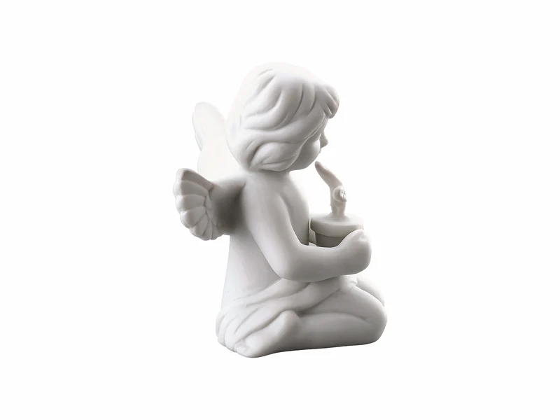 Rosenthal Engel klein weiss matt mit Blumentopf 6cm