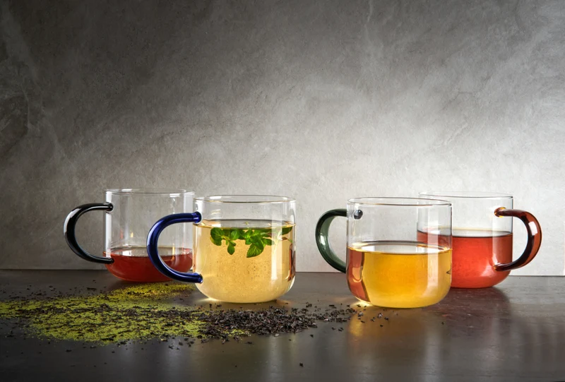 ASA coppa Glas Becher mit blauem Henkel 0,4l