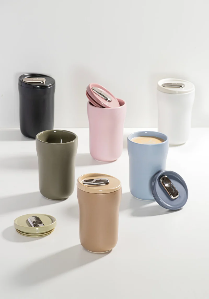 Ladelle ECO BREW II To-Go-Becher doppelwandig keramik rosa 0,35l