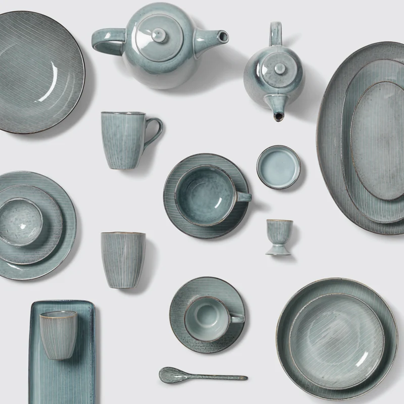 Broste Copenhagen Nordic Sea Serviettenring soft blue 6er Set