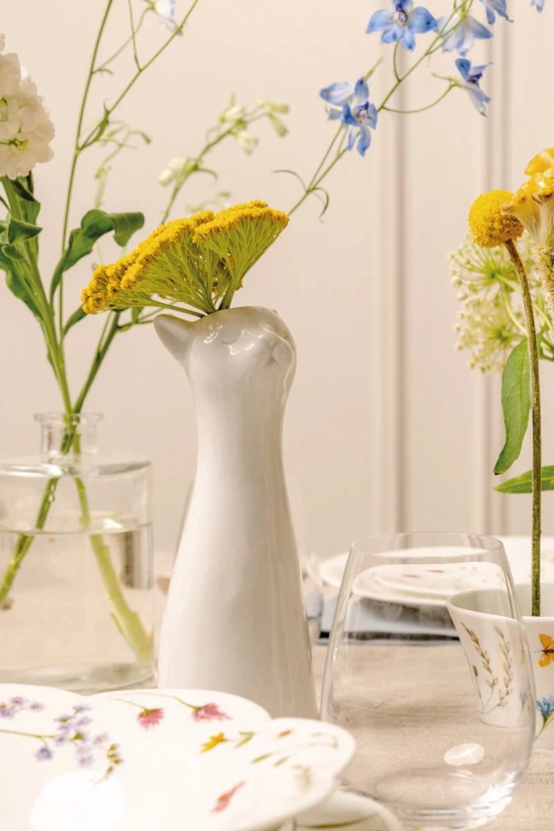 Hutschenreuther Katzen-Vase Weiss Vase 20 cm