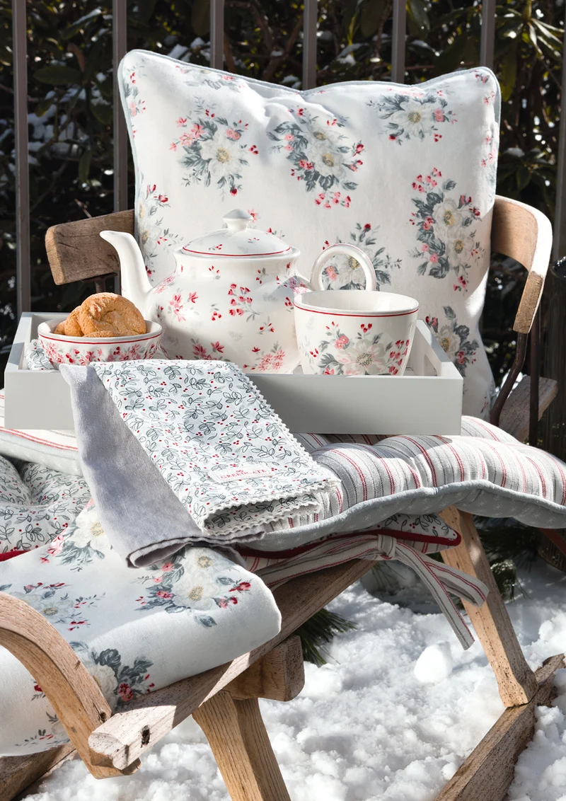 Greengate Emberly Stoffserviette mit Spitze pale grey 40x40cm