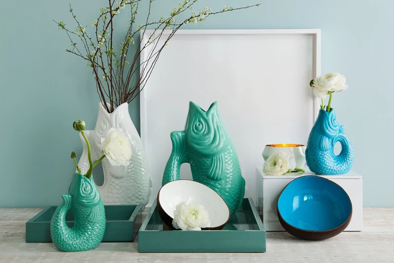 Giftcompany Monsieur Carafon Vase / Karaffe Fisch L grau 2,7l