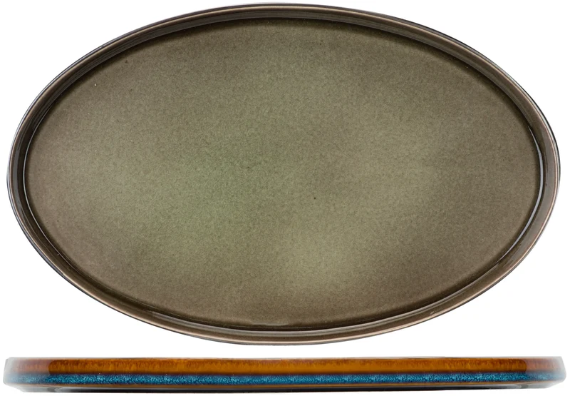 Cosy&Trendy Quintana Green Teller flach oval 30,5 x 19 cm