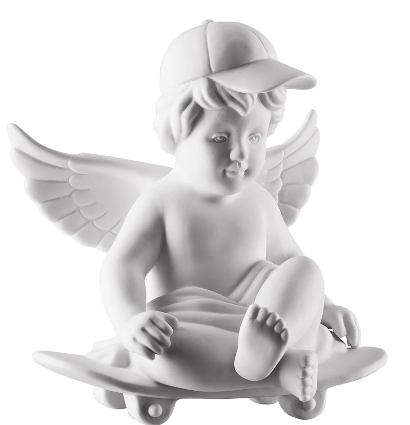 Rosenthal Engel gross weiss matt Engel mit Skateboard 14,5