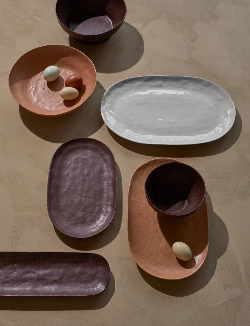 Broste Copenhagen Shape Puce Brown mit Struktur Schale 22 x 9 cm
