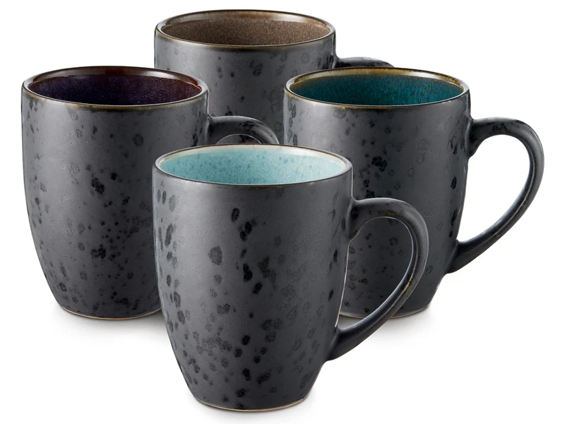 Bitz Becher mit Henkel black/grey/green/dark blue Set4