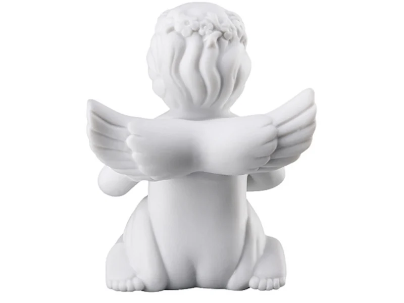 Rosenthal Engel mit Blumenkranz mittel weiss matt 10,5 cm