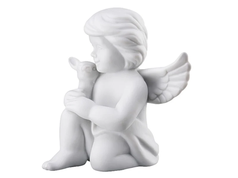 Rosenthal Engel mit Bambi klein weiss matt 6 cm