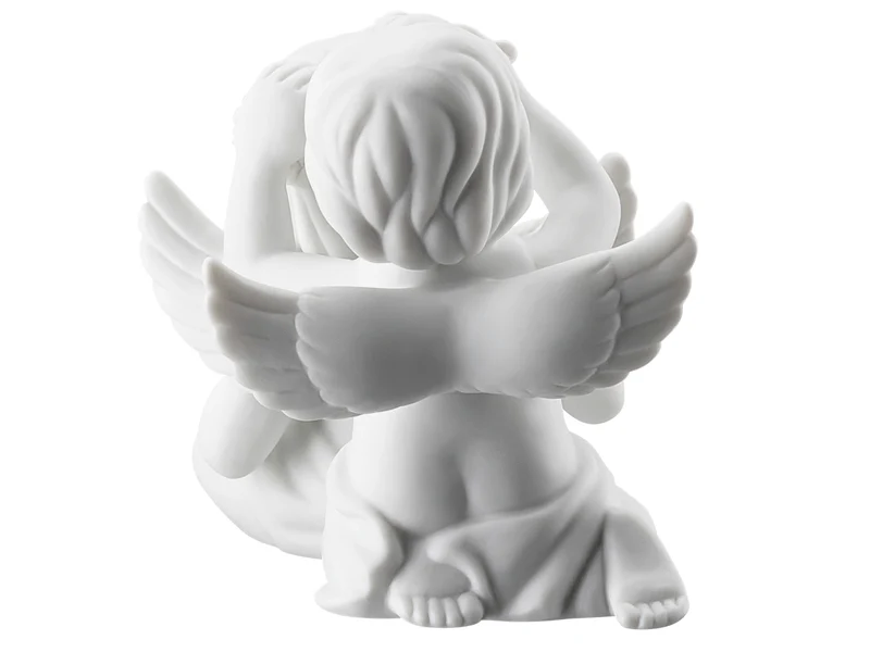 Rosenthal Engelpaar mit Blumen klein weiss matt 6 cm