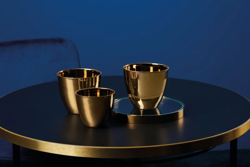 ASA Windlicht blau innen gold glänzend 6,5 cm