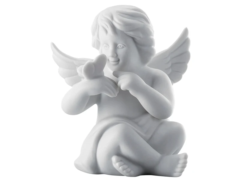 Rosenthal Engel mittel Weiss matt Engel mit Schmetterling