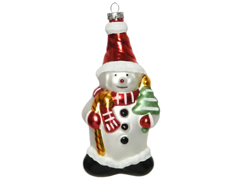 Decoris Schneemann Glas winterweiss 15,6 cm