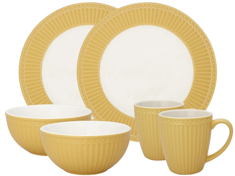 Greengate Alice Frühstücksset honey mustard 6tlg