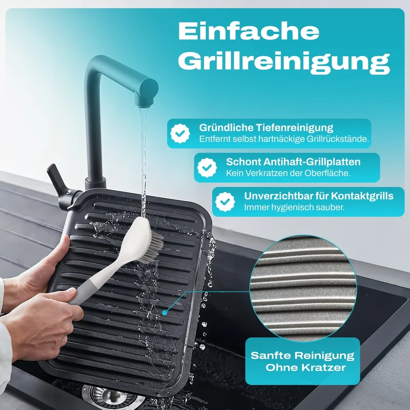 WunderFry® | Reinigungsbürste mit Silikonborsten für Airfryer, Kontaktgrill & Pfannen